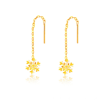 18K Real Gold Snowflake Stud Jewelry